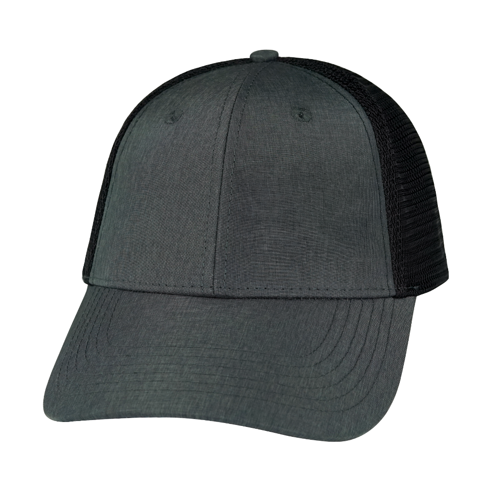 6 Panel - Shallow Fit - Slate Gray / Black - Laser Mesh (Unisex) (Case Of 5 Hats) $11-$8ea