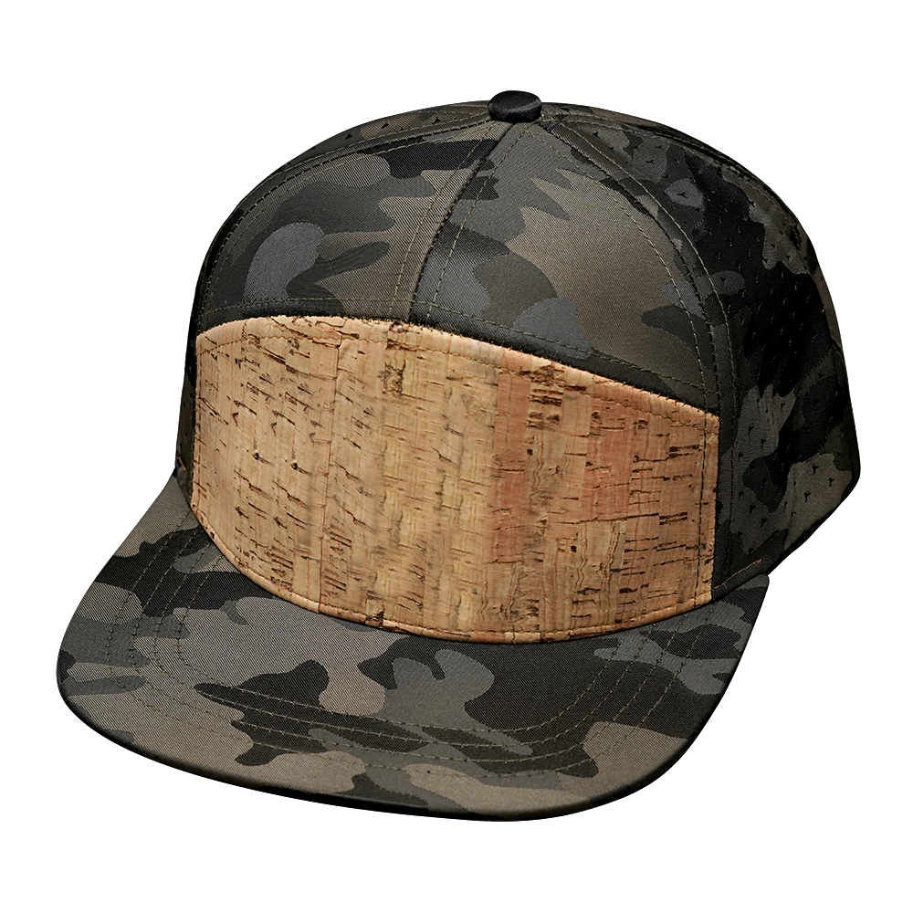7 Panel - Cork - Tan Camo - Laser Mesh (Unisex) (Case Of 5 Hats) $11-$8ea
