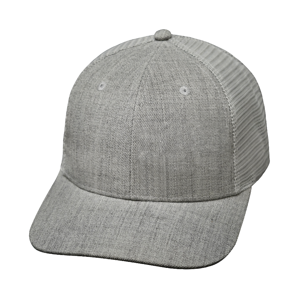 6 Panel - Heather Gray / Gray - Trucker Mesh (Unisex) (Case Of 5 Hats) $11-$8ea