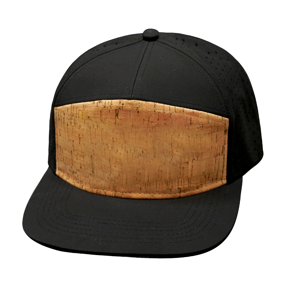 7 Panel - Cork - Black - Laser Mesh (Unisex) (Case Of 5 Hats) $11-$8ea