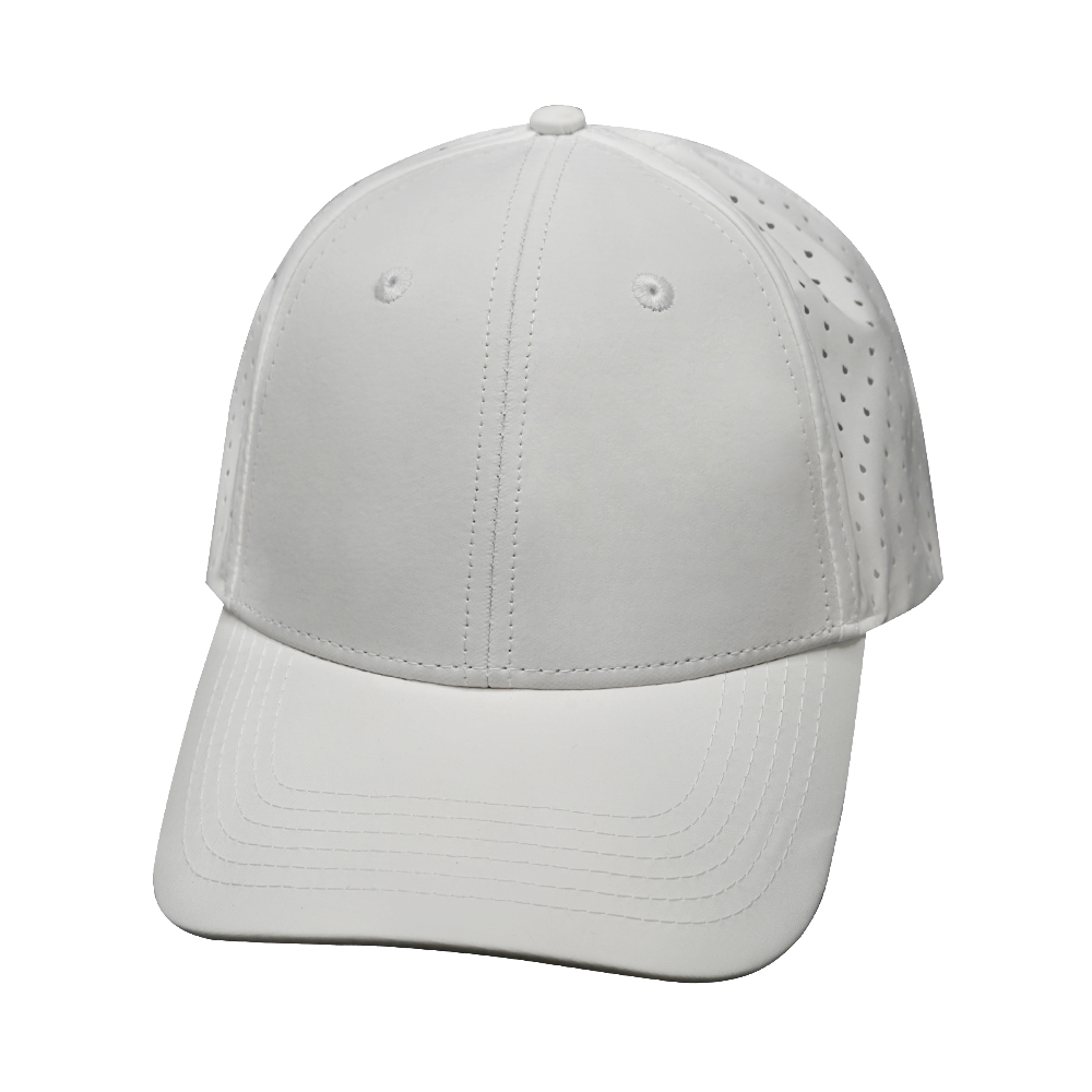 6 Panel - Shallow Fit - Pony Tail - White - Laser Mesh (Unisex) (Case Of 5 Hats) $11-$8ea