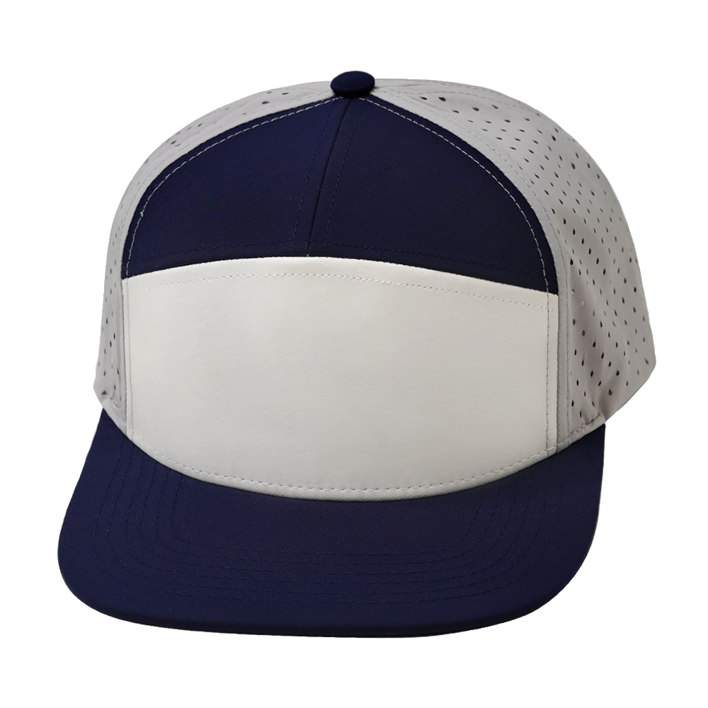 7 Panel - Navy / White / Gray - Laser Mesh (Unisex) (Case Of 5 Hats) $11-$8ea