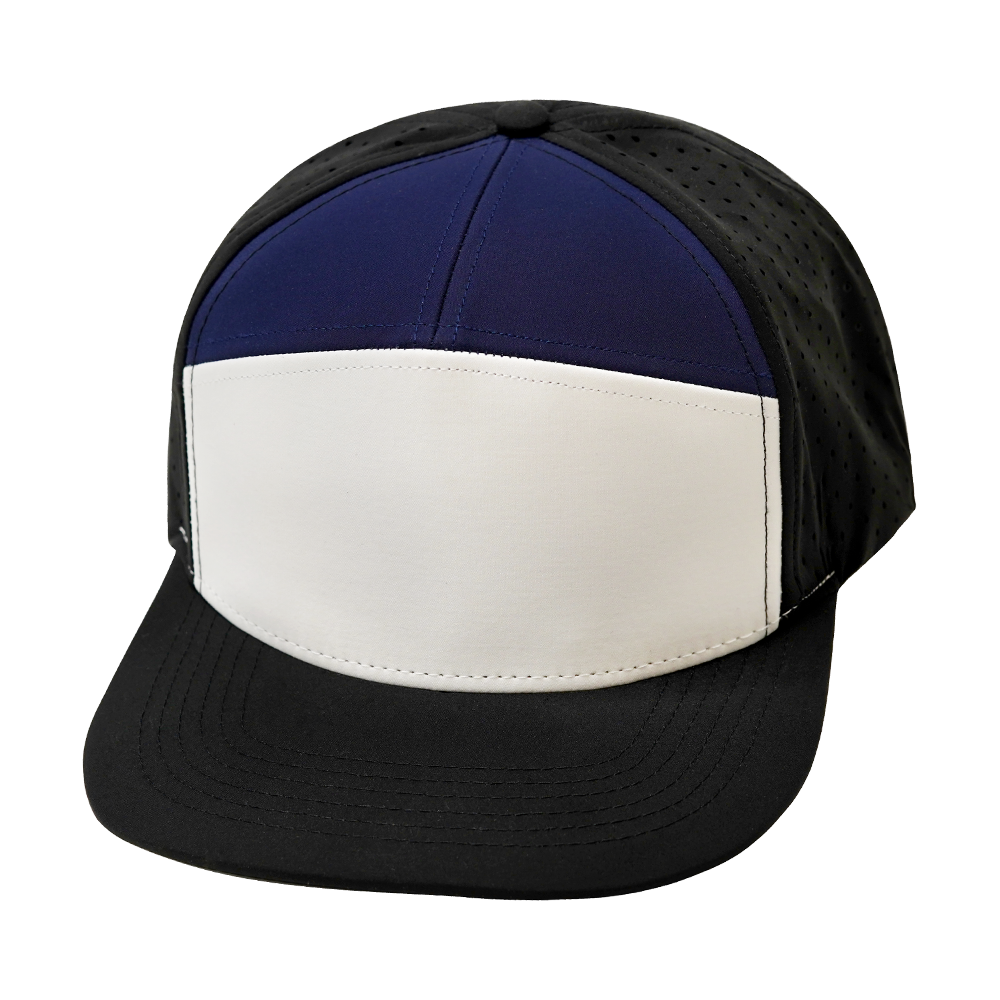 7 Panel - Black / White / Navy - Laser Mesh (Unisex) (Case Of 5 Hats) $11-$8ea