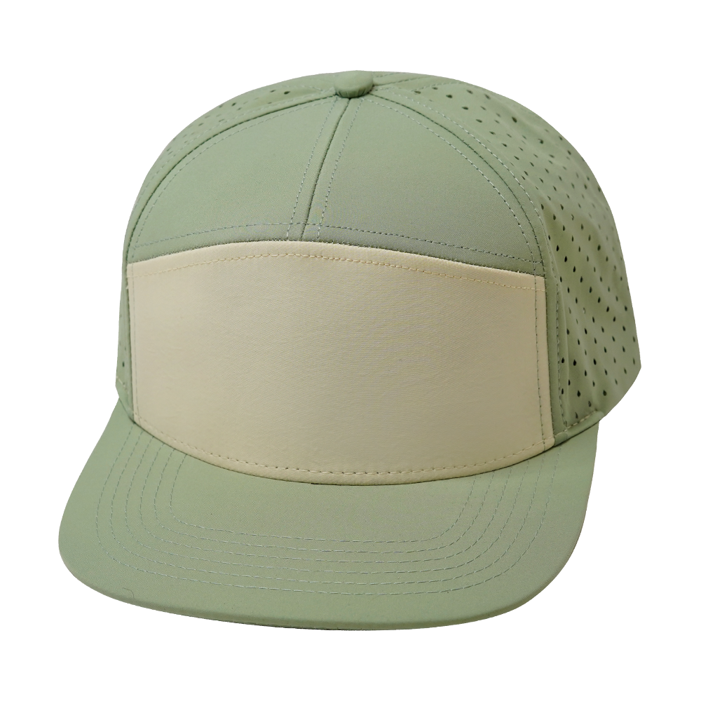 7 Panel - Sage / Cream - Laser Mesh (Unisex) (Case Of 5 Hats) $11-$8ea