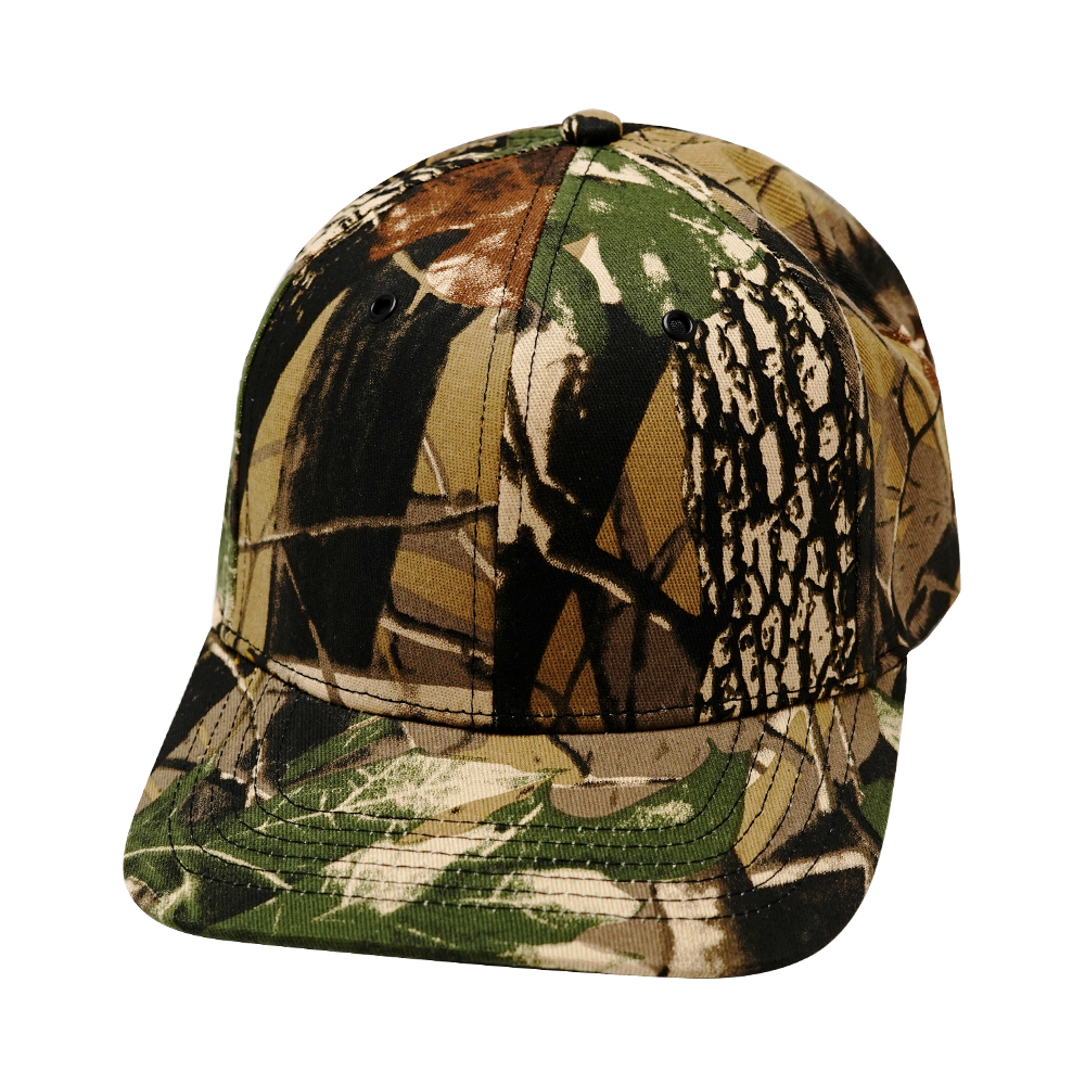 6 Panel - Tan Tree Camo - Fabrick Back (Unisex) (Case Of 5 Hats) $11-$8ea