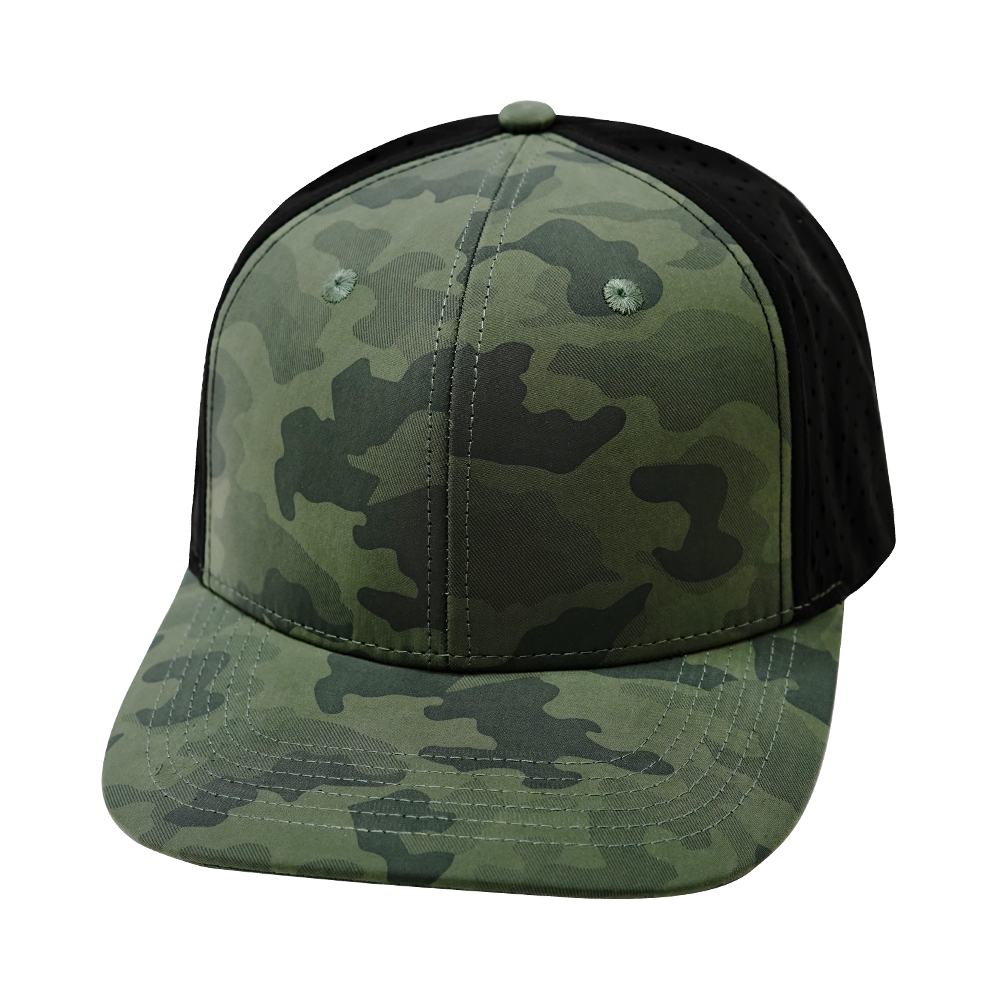 6 Panel - Teal Camo / Black - Laser Mesh (Unisex) (Case Of 5 Hats) $11-$8ea