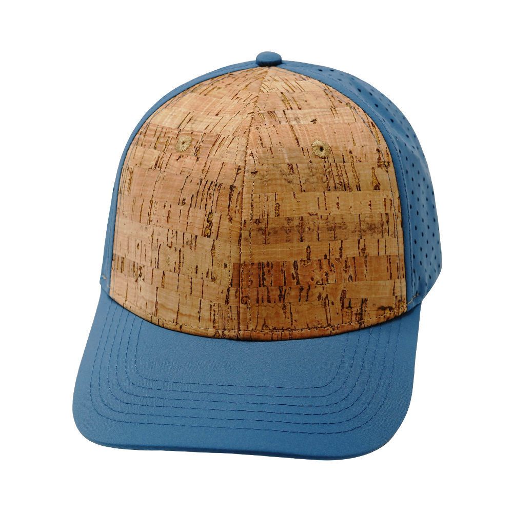6 Panel - Cork - Slate Blue - Laser Mesh (Unisex) (Case Of 5 Hats) $11-$8ea