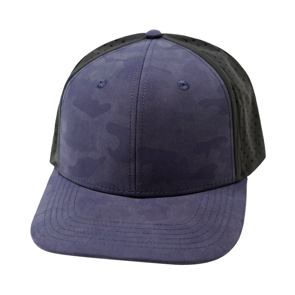 6 Panel - Blue Camo / Black - Laser Mesh (Unisex) (Case Of 5 Hats) $11-$8ea