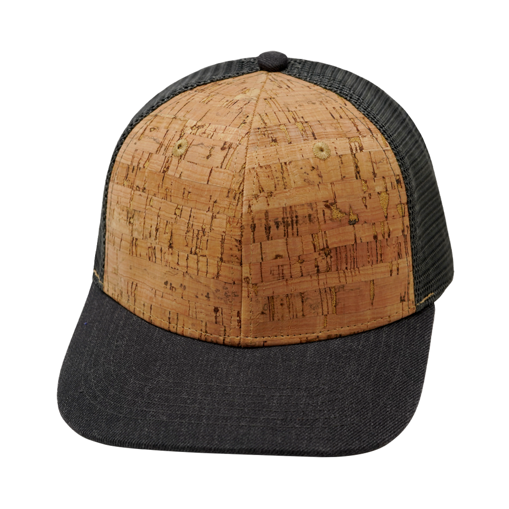 6 Panel - Cork - Heather Charcoal - Trucker Mesh (Unisex) (Case Of 5 Hats) $11-$8ea