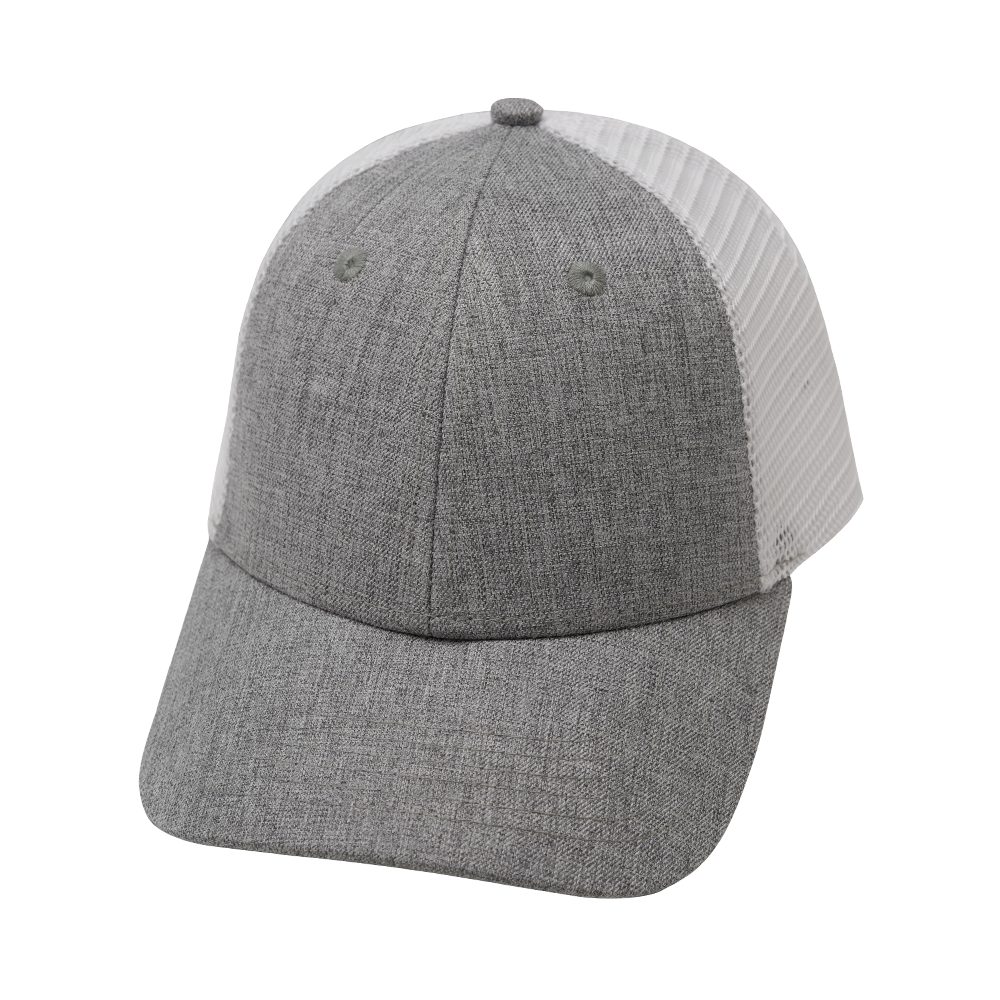 6 Panel - Shallow Fit - Gray / White - Laser Mesh (Unisex) (Case Of 5 Hats) $11-$8ea