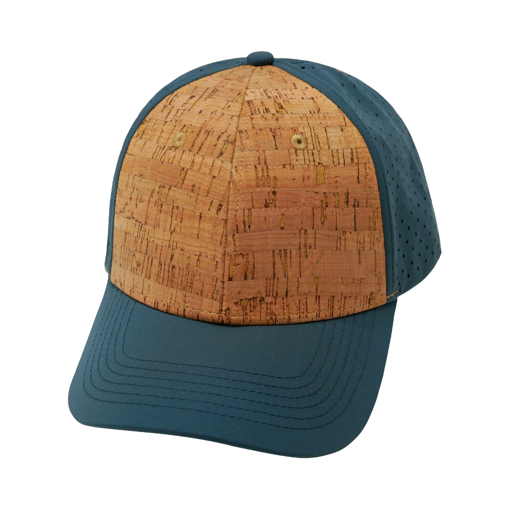 6 Panel - Shallow Fit - Cork - Teal - Laser Mesh (Unisex) (Case Of 5 Hats) $11-$8ea