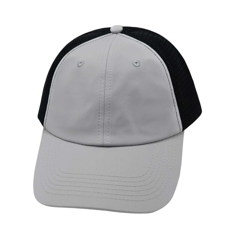 6 Panel - Unstructured - Gray / Black - Laser Mesh (Unisex) (Case Of 5 Hats) $11-$8ea