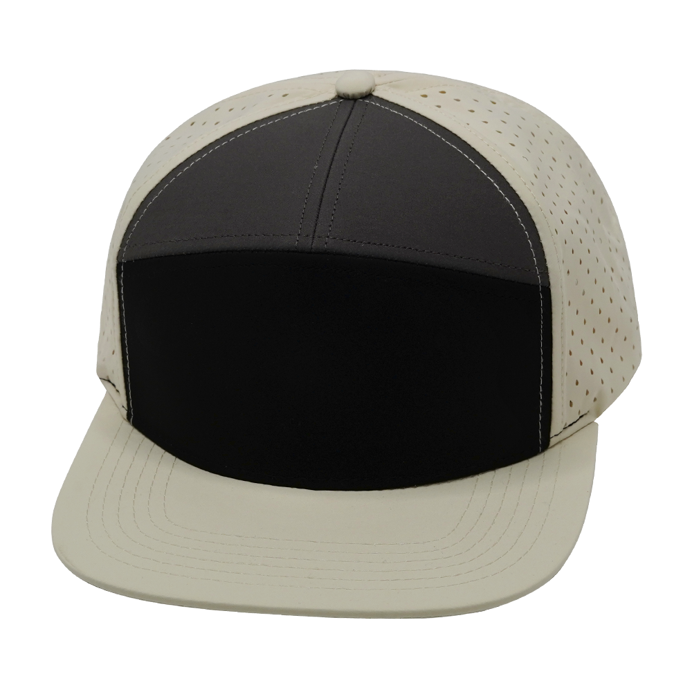 7 Panel - Cream / Black / Charcoal - Laser Mesh (Unisex) (Case Of 5 Hats) $11-$8ea