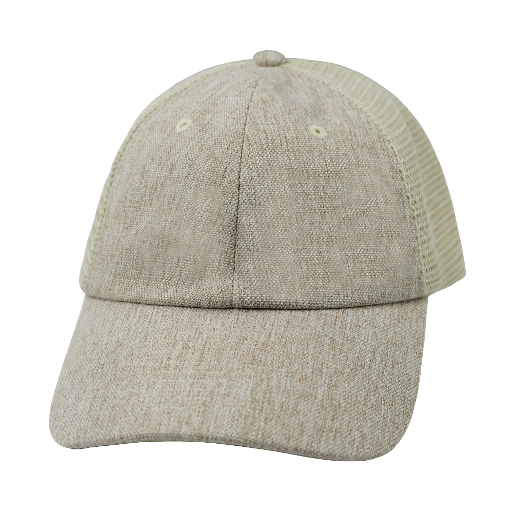 6 Panel - Unstructured - Relaxed Fit - Sand Hemp / Sand - Fabrick Back (Unisex) (Case Of 5 Hats) $11-$8ea