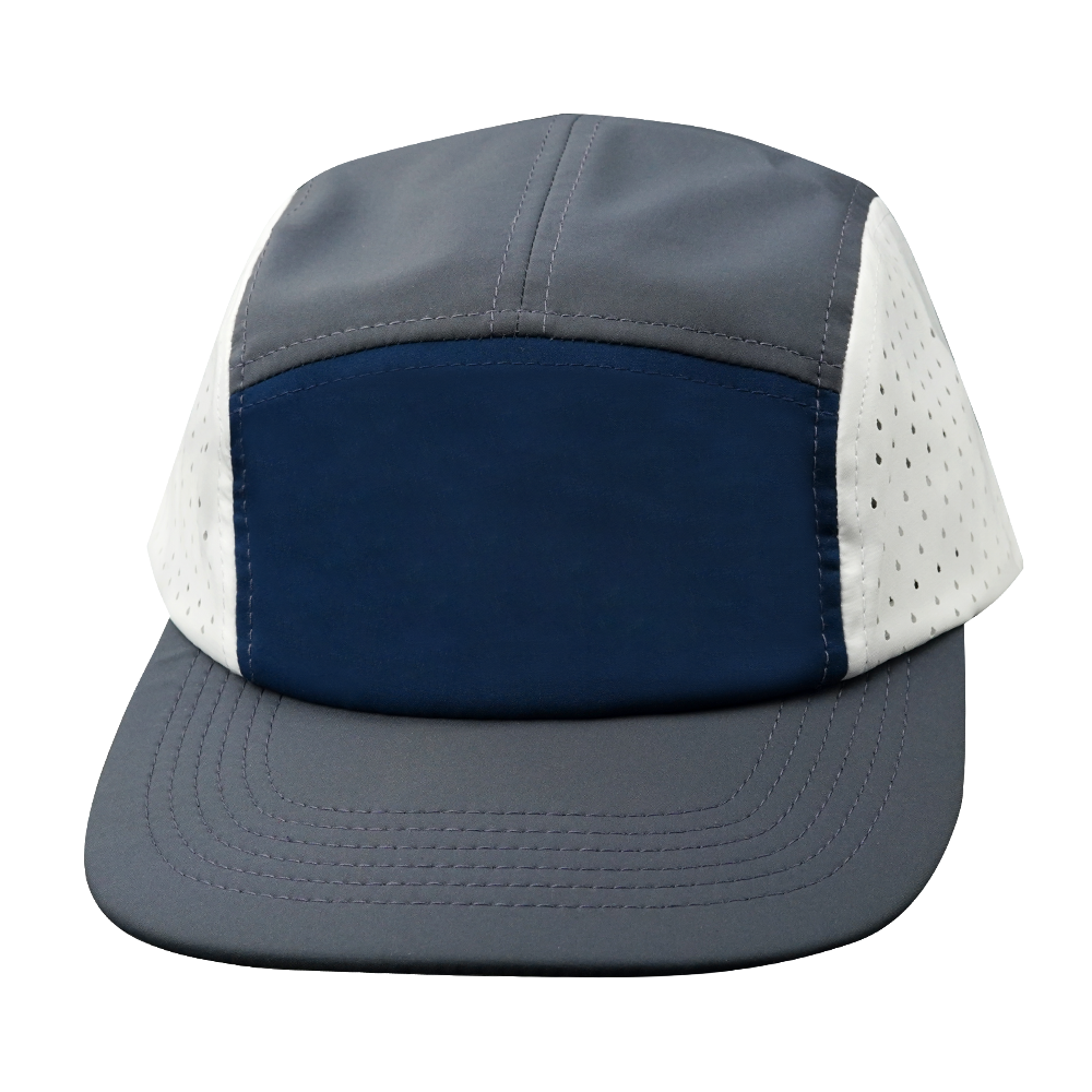 5 Panel - Sporty - Unstructured - Charcoal / Navy / White - Laser Mesh (Unisex) (Case Of 5 Hats) $11-$8ea