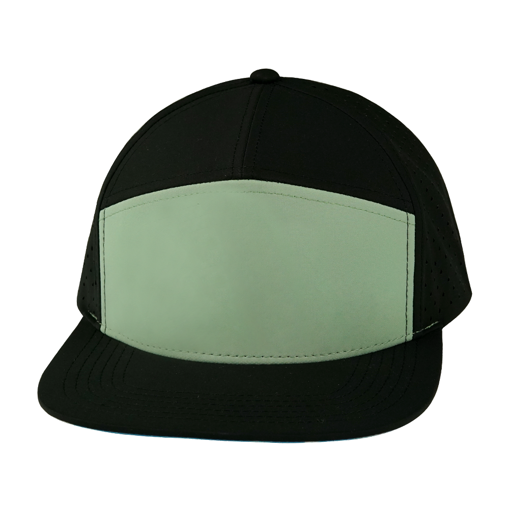 7 Panel - Black / Sage - Laser Mesh (Unisex) (Case Of 5 Hats) $11-$8ea