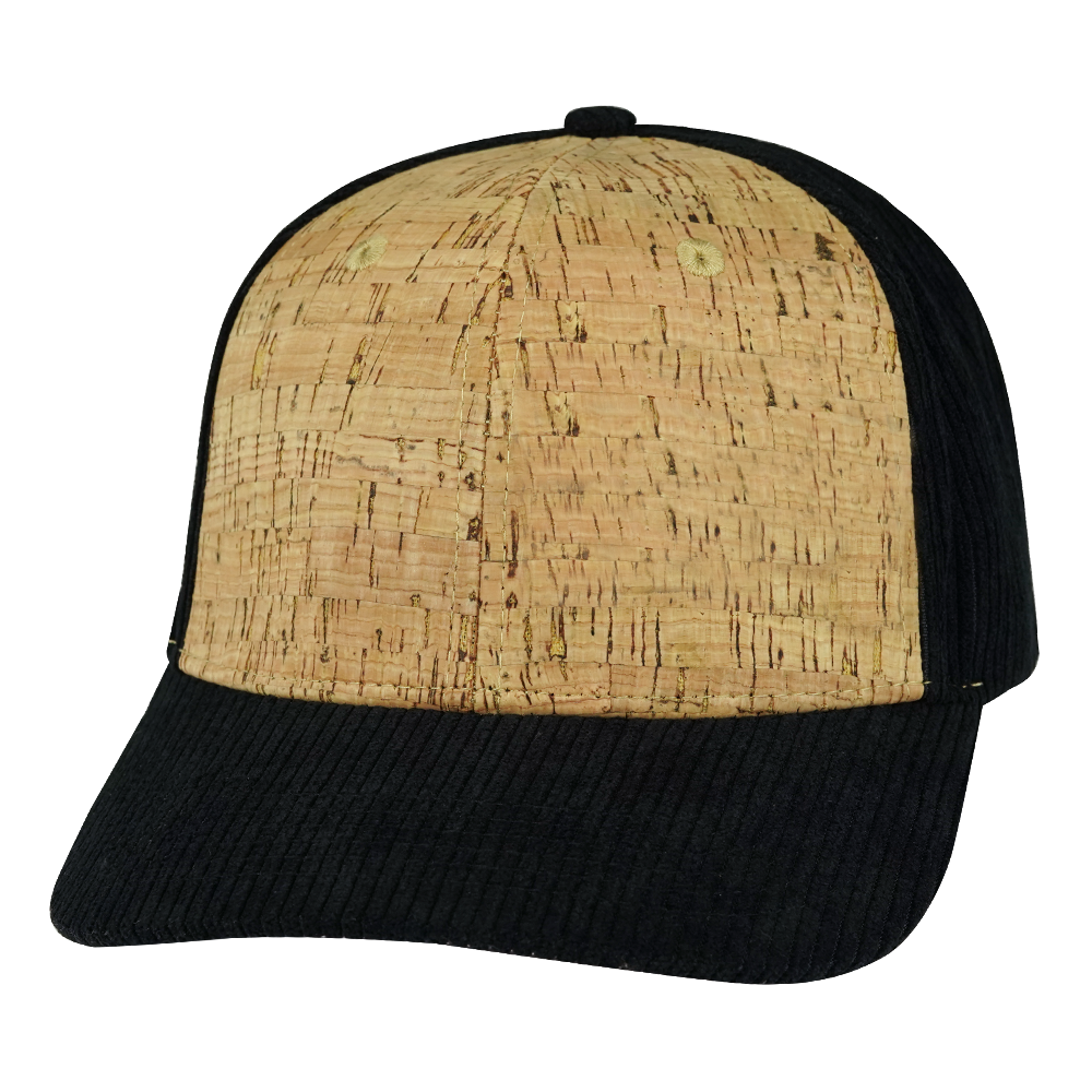 6 Panel - Cork - Corduroy - Black - Laser Mesh (Unisex) (Case Of 5 Hats) $11-$8ea