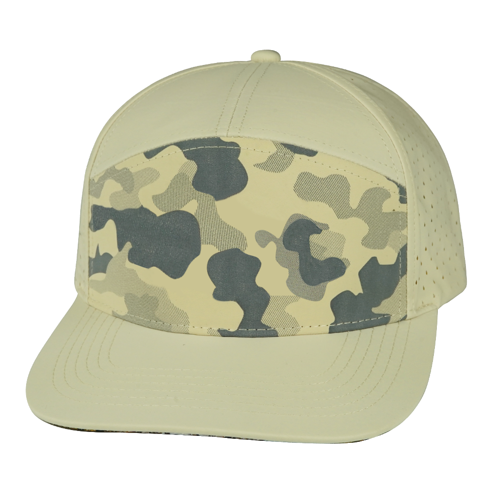 7 Panel - Cream / Soft Cream Camo - Laser Mesh (Unisex) (Case Of 5 Hats) $11-$8ea
