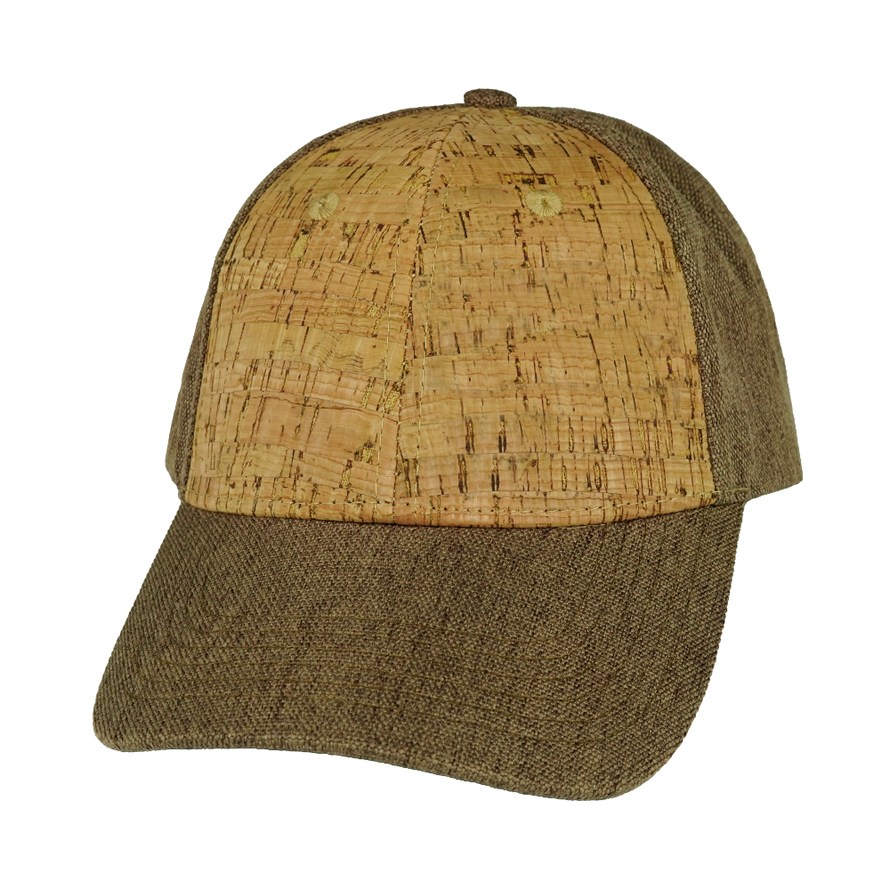 6 Panel - Shallow Fit - Cork - Light Brown Hemp - Fabrick Back (Unisex) (Case Of 5 Hats) $11-$8ea
