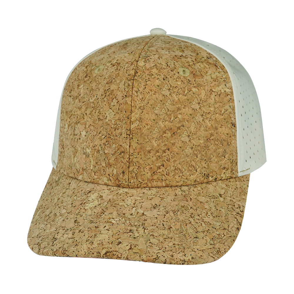 6 Panel - Cork - Cream - Laser Mesh (Unisex) (Case Of 5 Hats) $11-$8ea