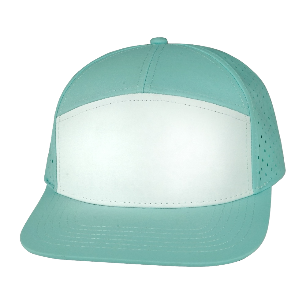 7 Panel - Mint / White - Laser Mesh (Unisex) (Case Of 5 Hats) $11-$8ea