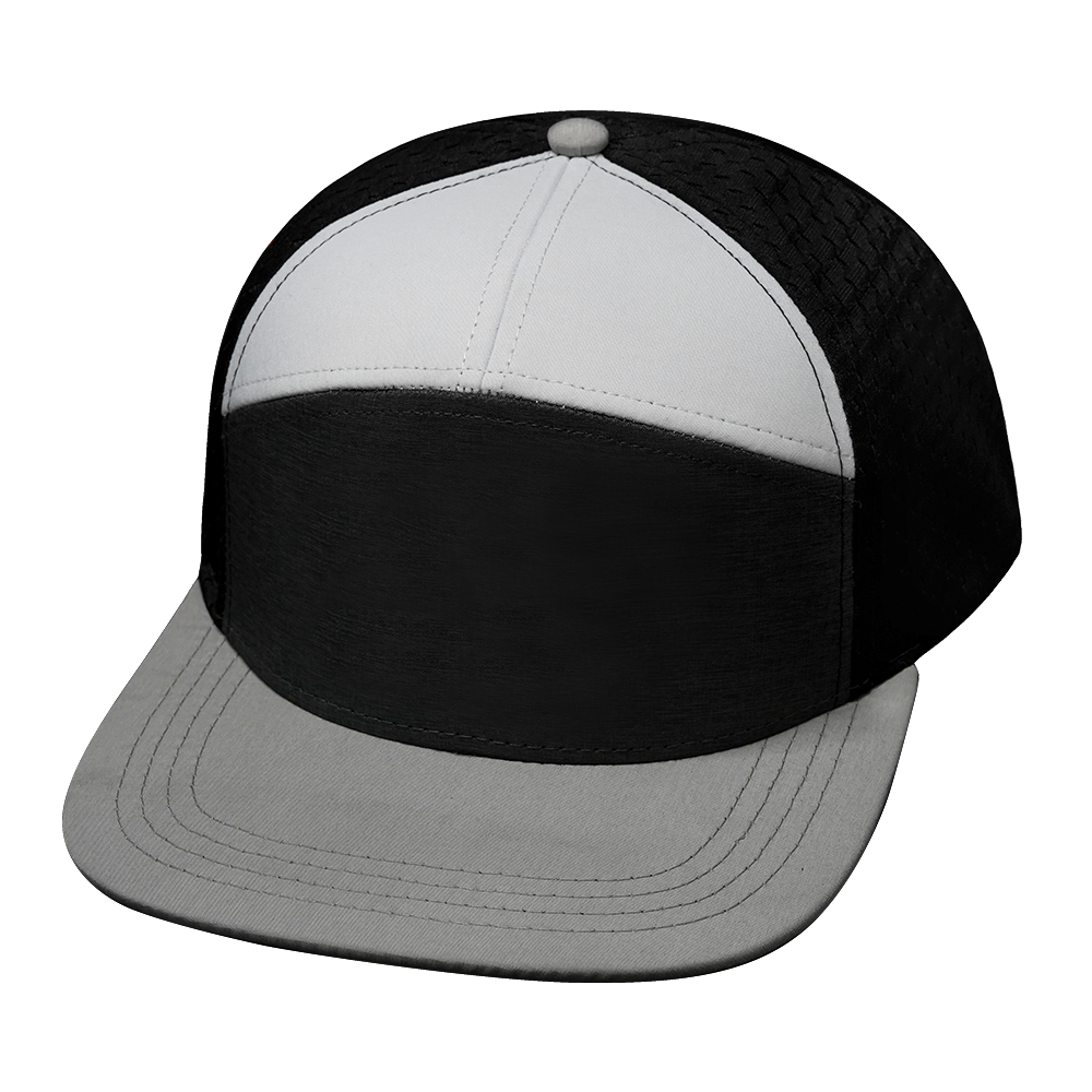 7 Panel - Gray / Charcoal / White / Black - Laser Mesh (Unisex) (Case Of 5 Hats) $11-$8ea