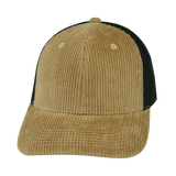 6 Panel - Corduroy - Tan / Black - Laser Mesh (Unisex) (Case Of 5 Hats) $11-$8ea