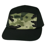 5 Panel - Sporty - Unstructured - Black / Green Camo - Laser Mesh (Unisex) (Case Of 5 Hats) $11-$8ea