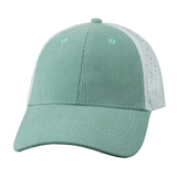 6 Panel - Shallow Fit - Pony Tail - Corduroy - Mint / White - Laser Mesh (Unisex) (Case Of 5 Hats) $11-$8ea