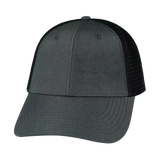 6 Panel - Shallow Fit - Slate Gray / Black - Laser Mesh (Unisex) (Case Of 5 Hats) $11-$8ea