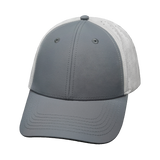 6 Panel - Shallow Fit - Pony Tail - Gray / White - Laser Mesh (Unisex) (Case Of 5 Hats) $11-$8ea