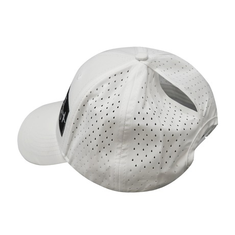 6 Panel - Shallow Fit - Pony Tail - White (Unisex) (Case Of 5 Hats) $11-$8ea