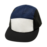 5 Panel - Sporty - Unstructured - Pony Tail - Black / White / Navy - Laser Mesh (Unisex) (Case Of 5 Hats) $11-$8ea
