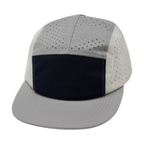 5 Panel - Sporty - Unstructured - Pony Tail - Gray / Navy / White - Laser Mesh (Unisex) (Case Of 5 Hats) $11-$8ea