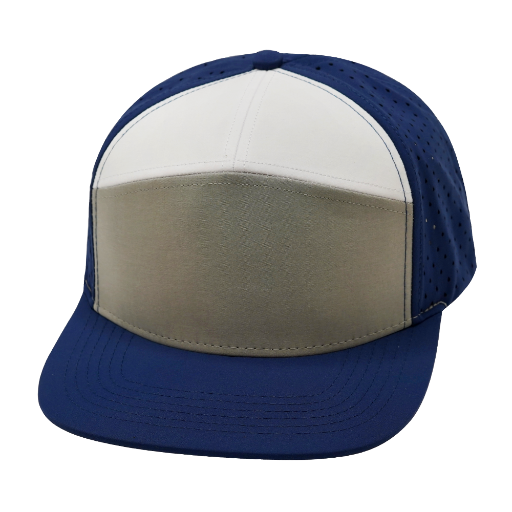 7 Panel - Navy / Gray / White - Laser Mesh (Unisex) (Case Of 5 Hats) $11-$8ea