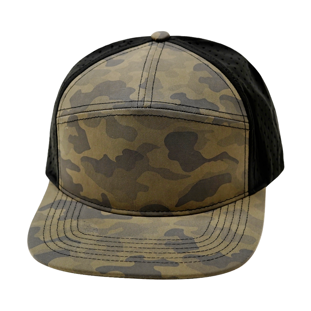 7 Panel - Mocha Camo / Black - Laser Mesh (Unisex) (Case Of 5 Hats) $11-$8ea