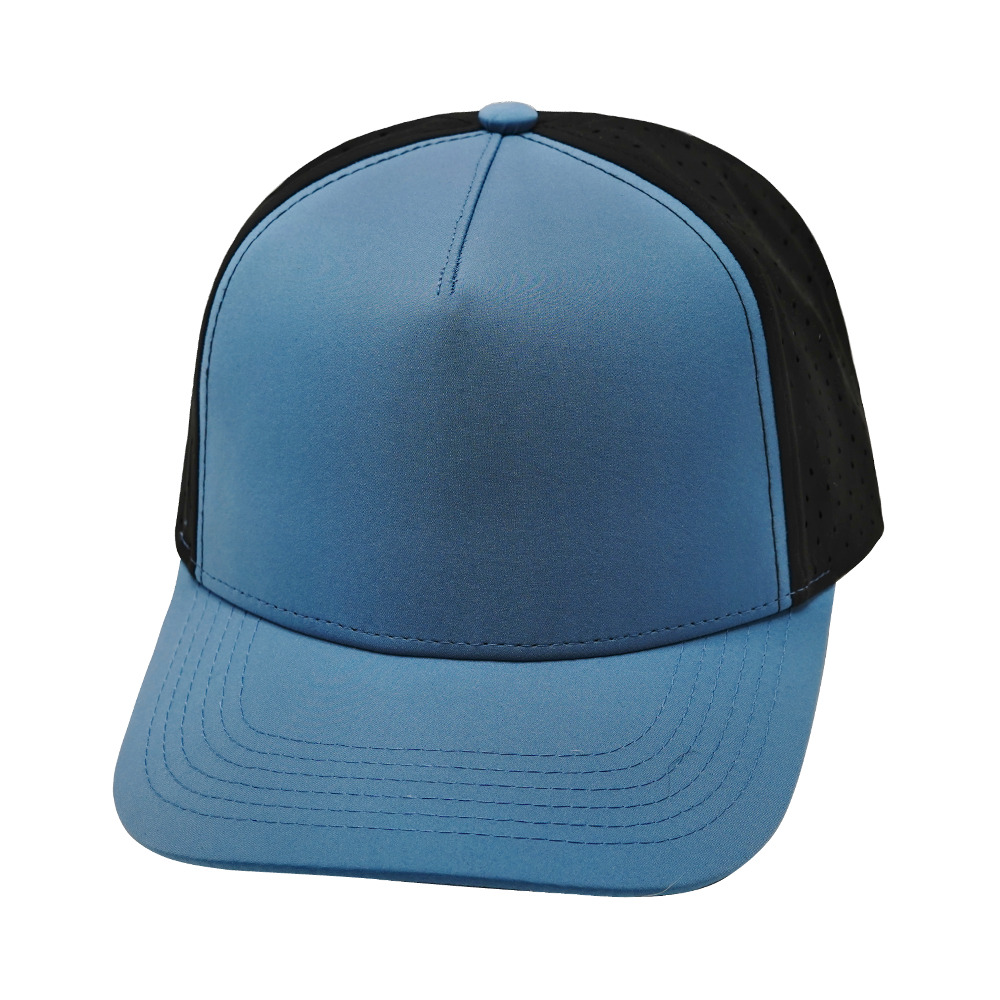 5 Panel - Structured - Slate Blue / Black - Laser Mesh (Unisex) (Case Of 5 Hats) $11-$8ea