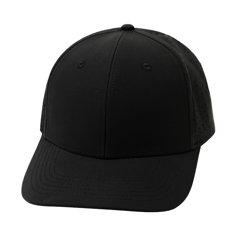 6 Panel  - Black - Laser Mesh (Unisex) (Case Of 5 Hats) $11-$8ea