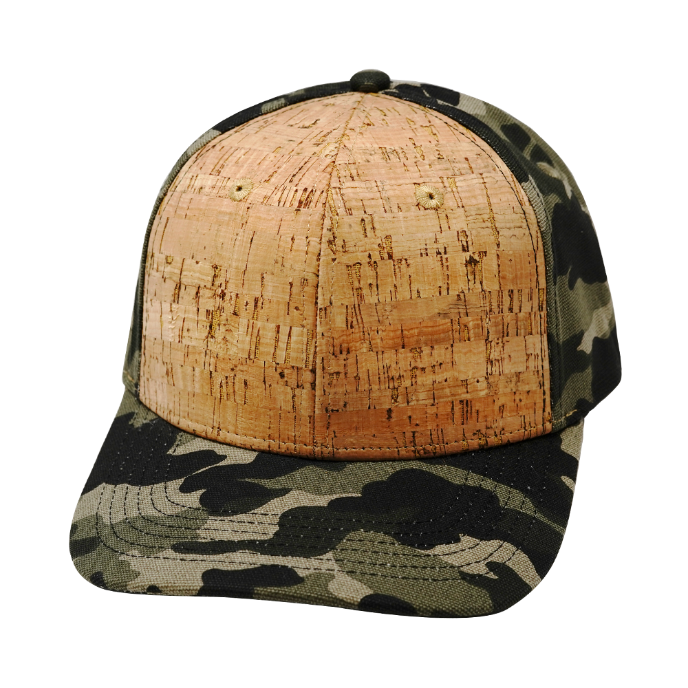 6 Panel - Cork - Tan Tree Camo - Fabrick Back (Unisex) (Case Of 5 Hats) $11-$8ea