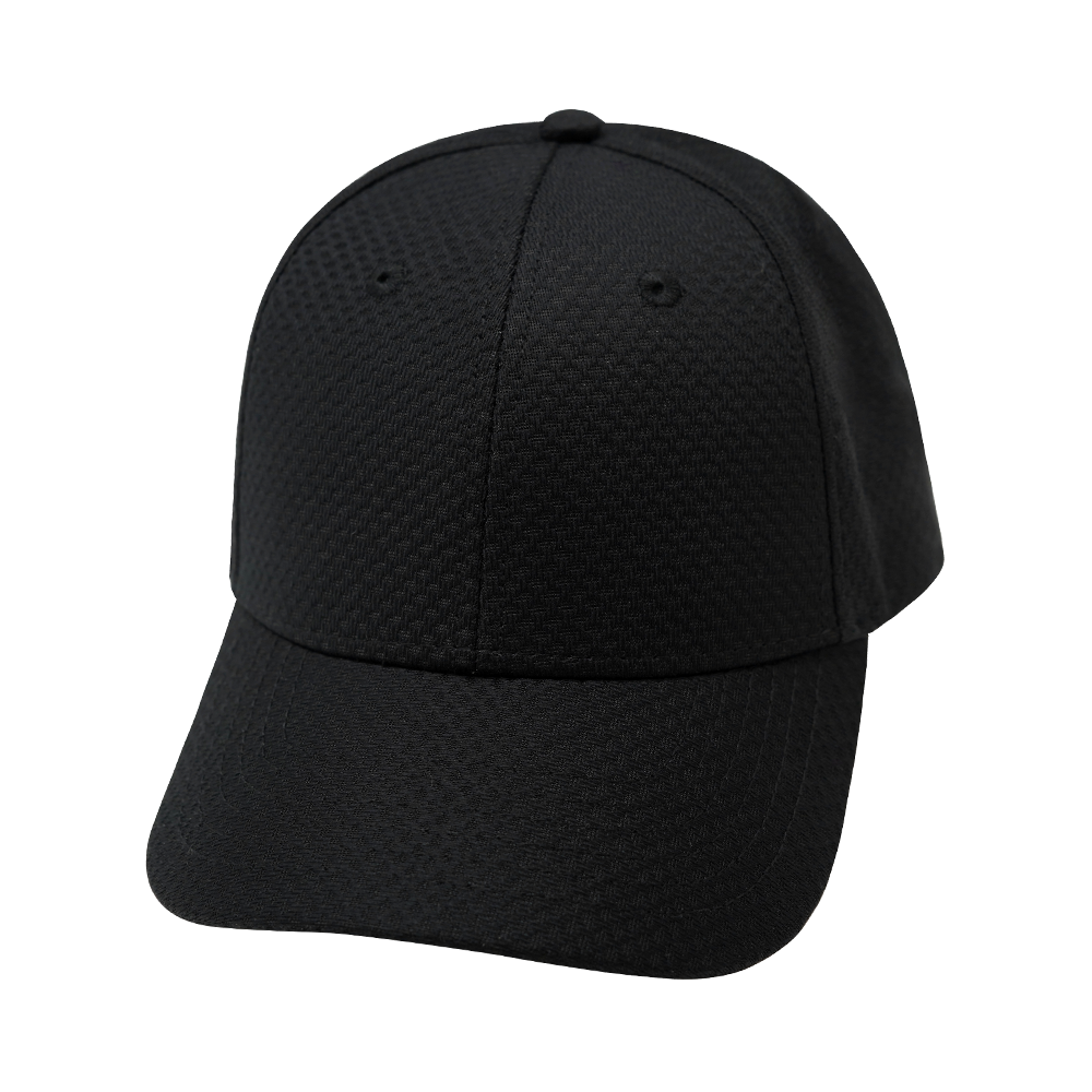 6 Panel - AirMesh - Athletic Fit - Black - Fabrick Back (Unisex) (Case Of 5 Hats) $11-$8ea