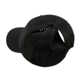 6 Panel - Unstructured - Relaxed Fit - Pony Tail - Black - Laser Mesh (Unisex) (Case Of 5 Hats) $11-$8ea