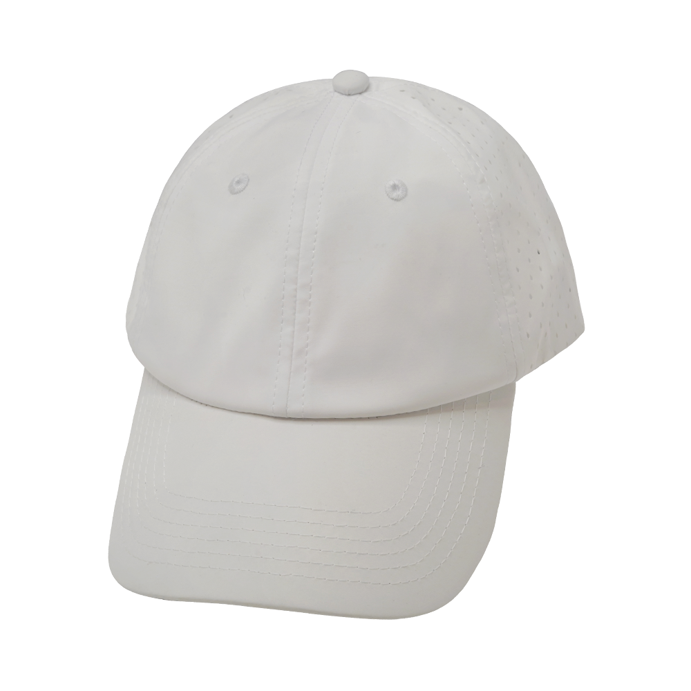6 Panel - Unstructured - Relaxed Fit - Pony Tail - White - Laser Mesh (Unisex) (Case Of 5 Hats) $11-$8ea