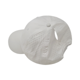 6 Panel - Unstructured - Relaxed Fit - Pony Tail - White - Laser Mesh (Unisex) (Case Of 5 Hats) $11-$8ea