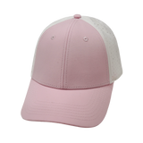 6 Panel - Shallow Fit - Pony Tail - Light Pink / White - Laser Mesh (Unisex) (Case Of 5 Hats) $11-$8ea