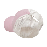 6 Panel - Shallow Fit - Pony Tail - Light Pink / White - Laser Mesh (Unisex) (Case Of 5 Hats) $11-$8ea
