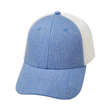 6 Panel  - Shallow Fit - Pony Tail - Light Blue / White - Laser Mesh (Unisex) (Case Of 5 Hats) $11-$8ea