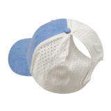 6 Panel  - Shallow Fit - Pony Tail - Light Blue / White - Laser Mesh (Unisex) (Case Of 5 Hats) $11-$8ea