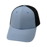 6 panel - Shallow Fit - Pony Tail - Baby Blue / Black - Laser Mesh (Unisex) (Case Of 5 Hats) $11-$8ea
