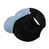 6 panel - Shallow Fit - Pony Tail - Baby Blue / Black - Laser Mesh (Unisex) (Case Of 5 Hats) $11-$8ea