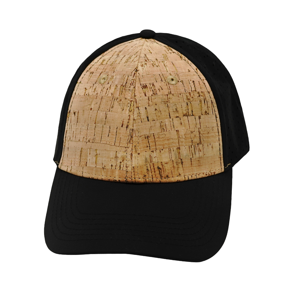 6 Panel - Shallow Fit - Pony Tail - Cork - Black - Laser Mesh (Unisex) (Case Of 5 Hats) $11-$8ea
